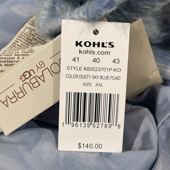 KOOLABURRA by UGG NWT XXL Midi Coat Dusty Sky Blue Plaid Removable Sherpa Collar - Picture 13 of 16